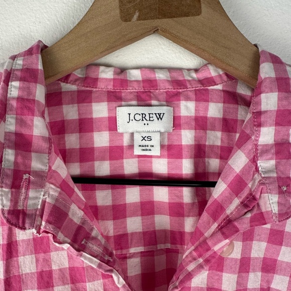 J Crew Pink Gingham lightweight cotton signature fit Button Shirt Women’s Sz XS - Picture 3 of 7